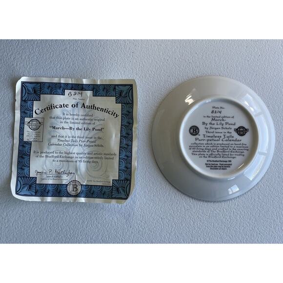 March By The Lily Pond Plate Cat Kitten Jurgen Scholz Timeless Tails 1999 - Picture 2 of 8